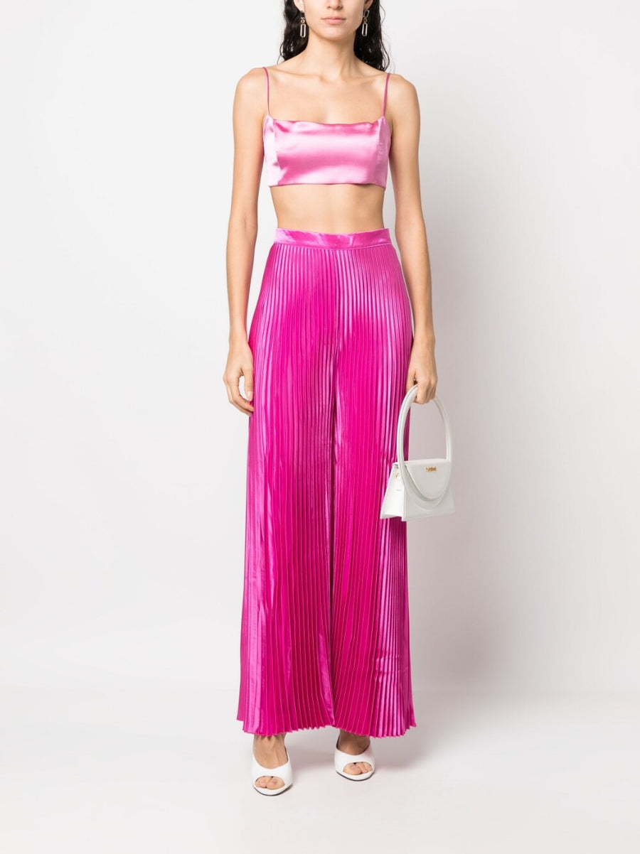 High Waisted Wide Leg Pants Fuchsia By L'Idee Woman With Pleated Detail For Modern Women Versatile Day To Night