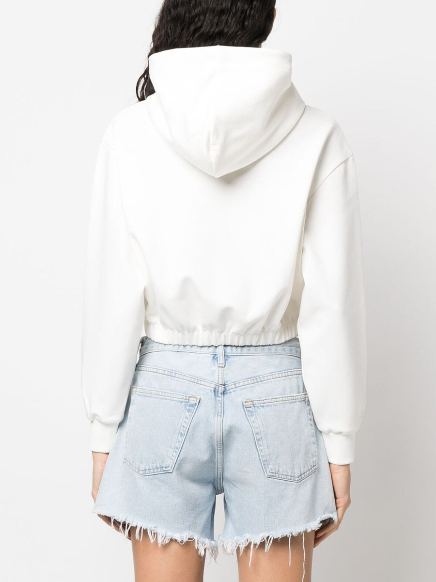 Duvetica Logo Hoodie For Women Cropped Streetwear With Front Print Drawstring Hood
