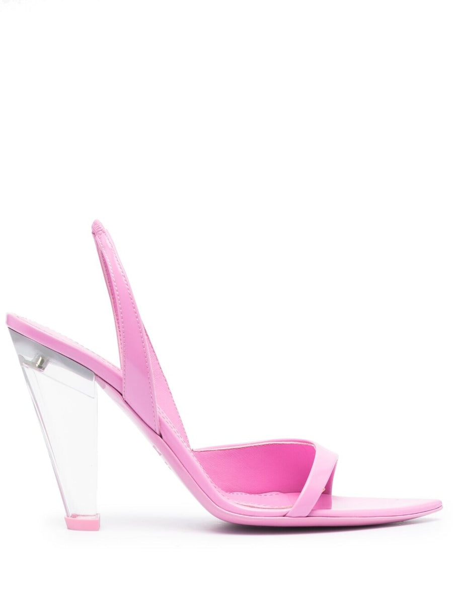 3Juin Bridget 105mm Pink Slingback Sandals For Women Luxury Calf Leather Open Toe Translucent Heel
