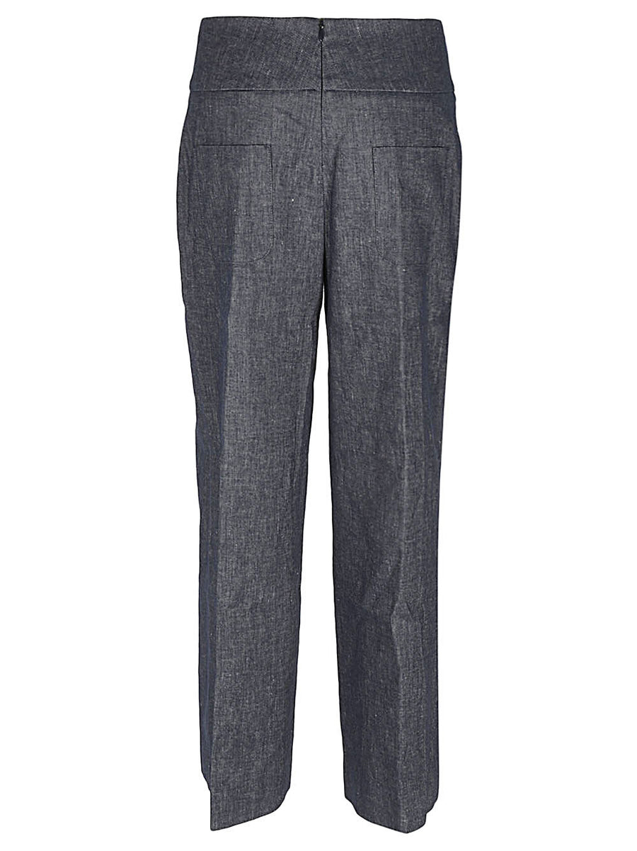 Via Masini 80 Linen Blend Trousers For Women Breathable Straight Leg Polished Summerwear