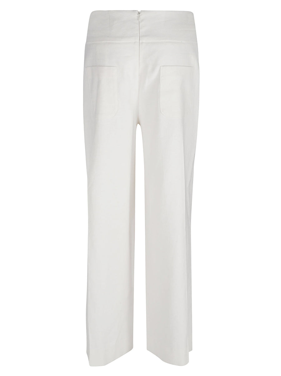 Via Masini 80 Linen Blend Straight Leg Trousers For Women Breathable Tailored White Luxury