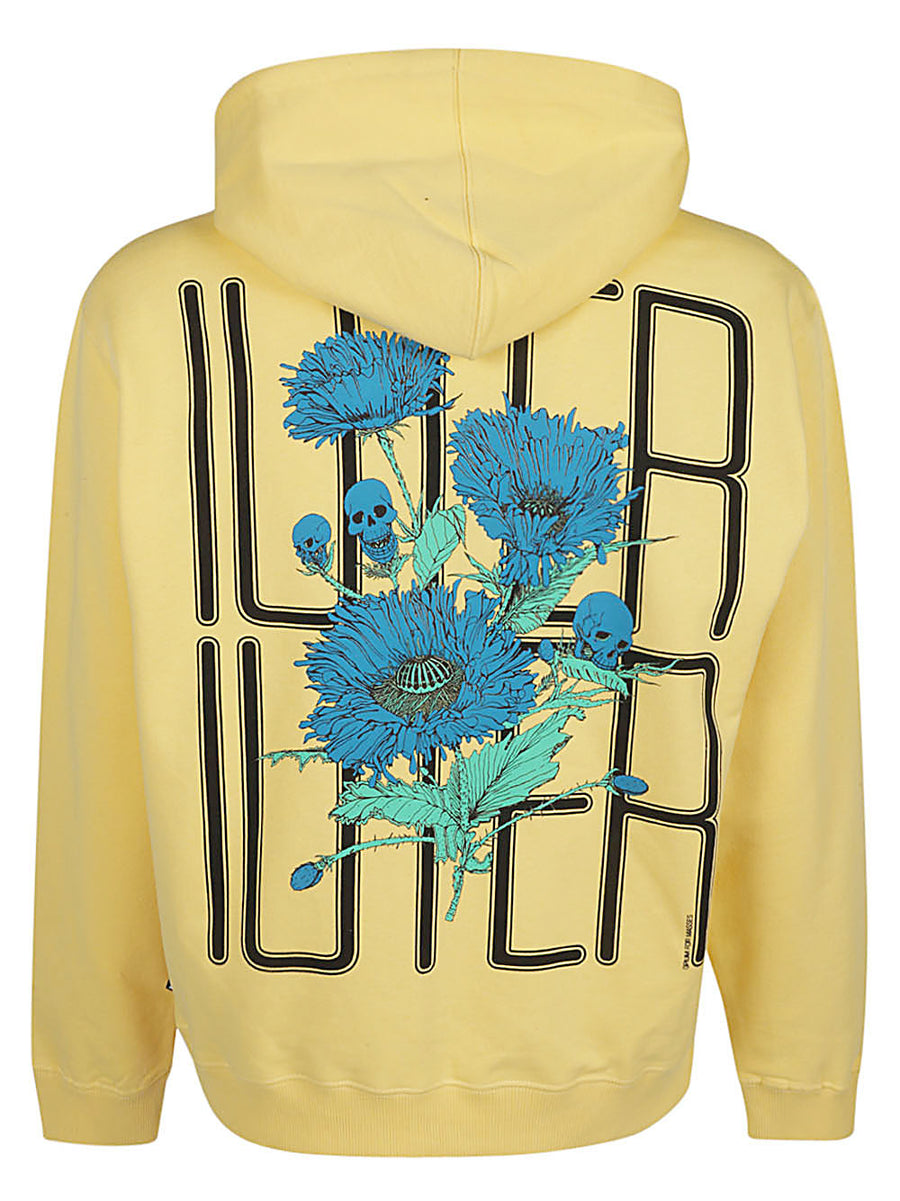 Iuter Printed Cotton Hoodie Yellow True To Size Regular Fit For Men Bold Streetwear Style