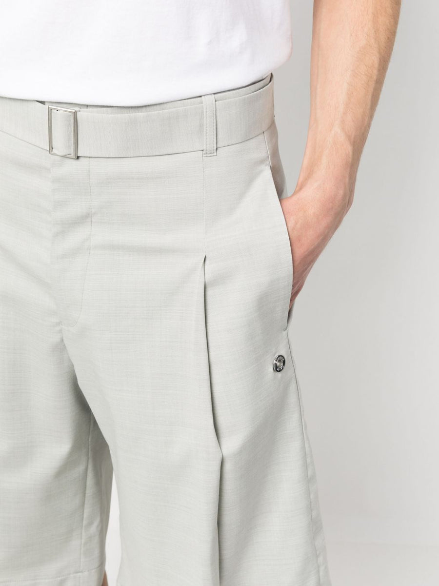 Études Wool-Blend Shorts For Men Pleated Wide-Leg Belted Waist Front Zip Refined Smart Casual Tailored Luxury