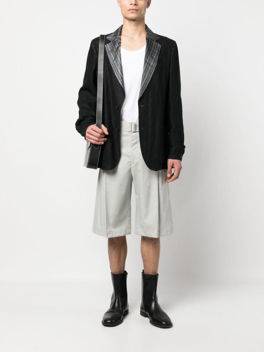 Études Wool-Blend Shorts For Men Pleated Wide-Leg Belted Waist Front Zip Refined Smart Casual Tailored Luxury