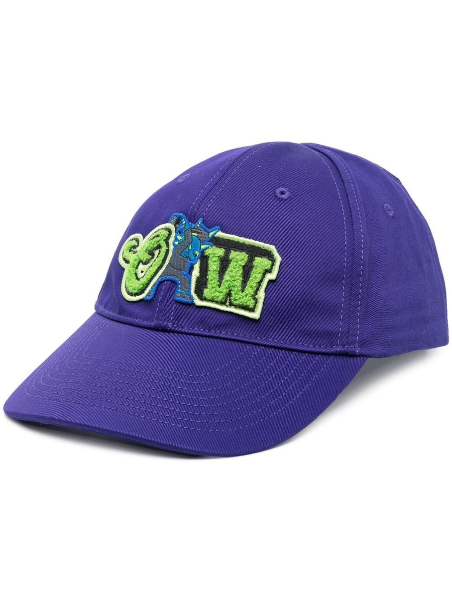 Off White Baseball Cap For Men With Logo Patch, 100 Percent Cotton, Adjustable Strap, One Size, Streetwear Essential