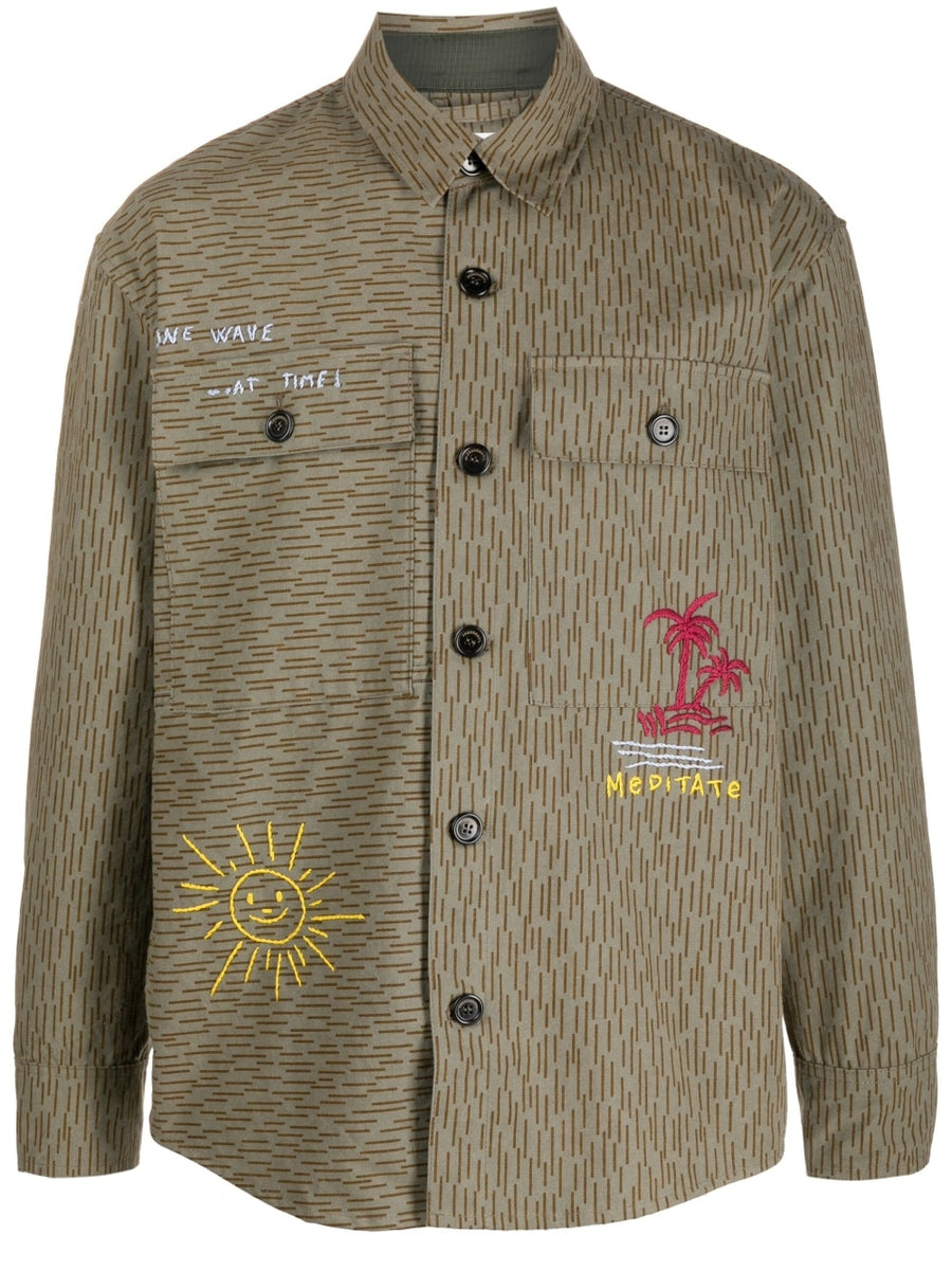 President's Camouflage Print Shirt For Men Premium 100 Percent Cotton With Embroidered Logo And Chest Pockets