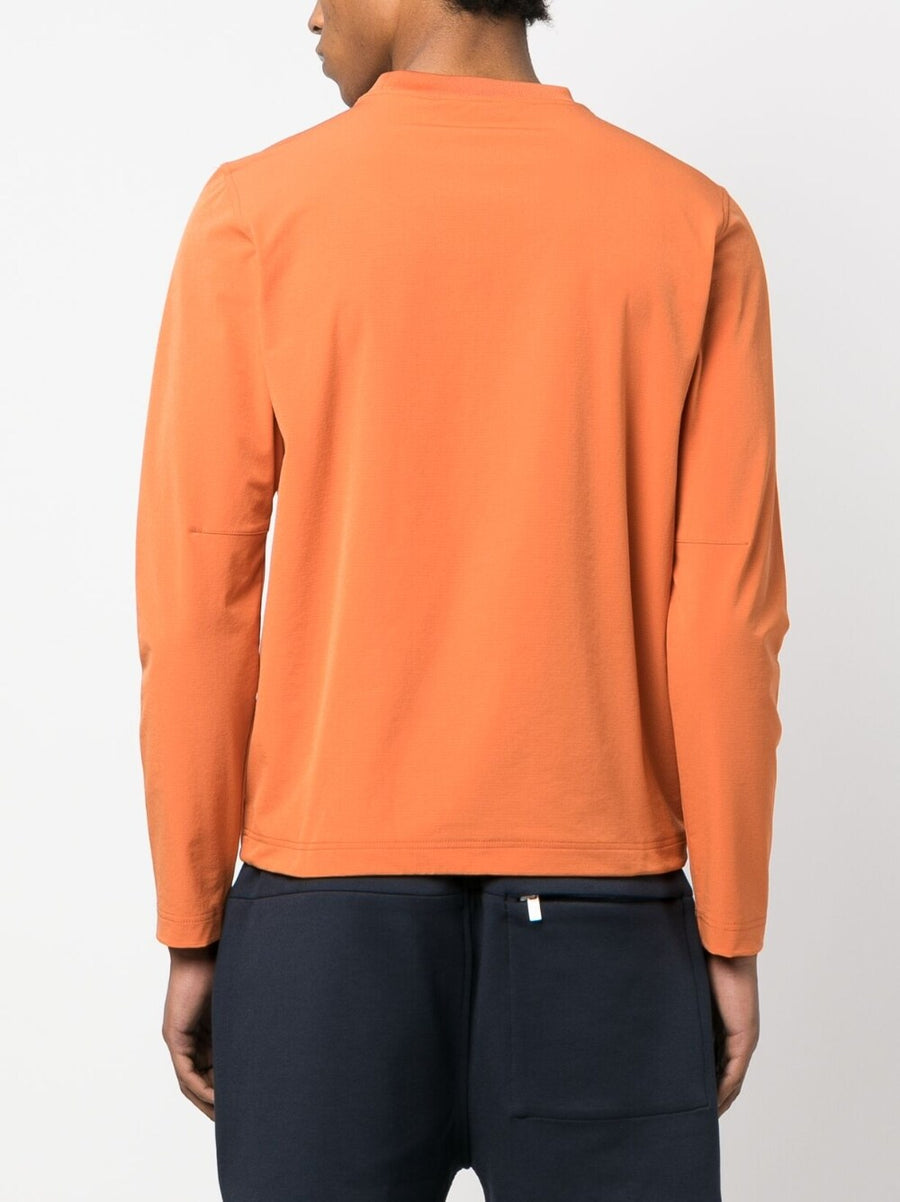 K-Way R And D Logo Crewneck Sweatshirt For Men Carrot Orange Premium Nylon Blend With Chest Patch