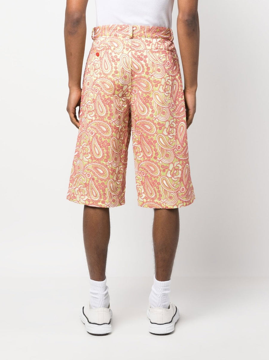 Bluemarble All Over Embroidered Shorts for Men With Bold Floral Embroidery Knee Length Resort Wear