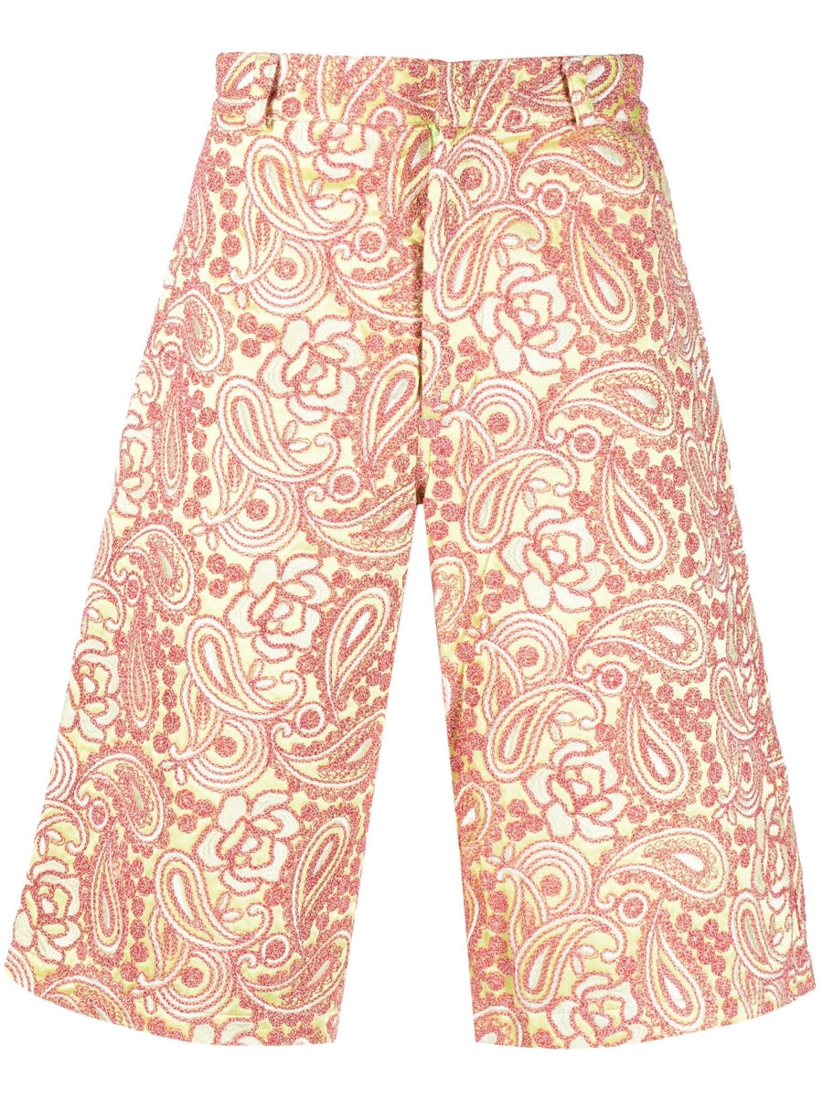 Bluemarble All Over Embroidered Shorts for Men With Bold Floral Embroidery Knee Length Resort Wear