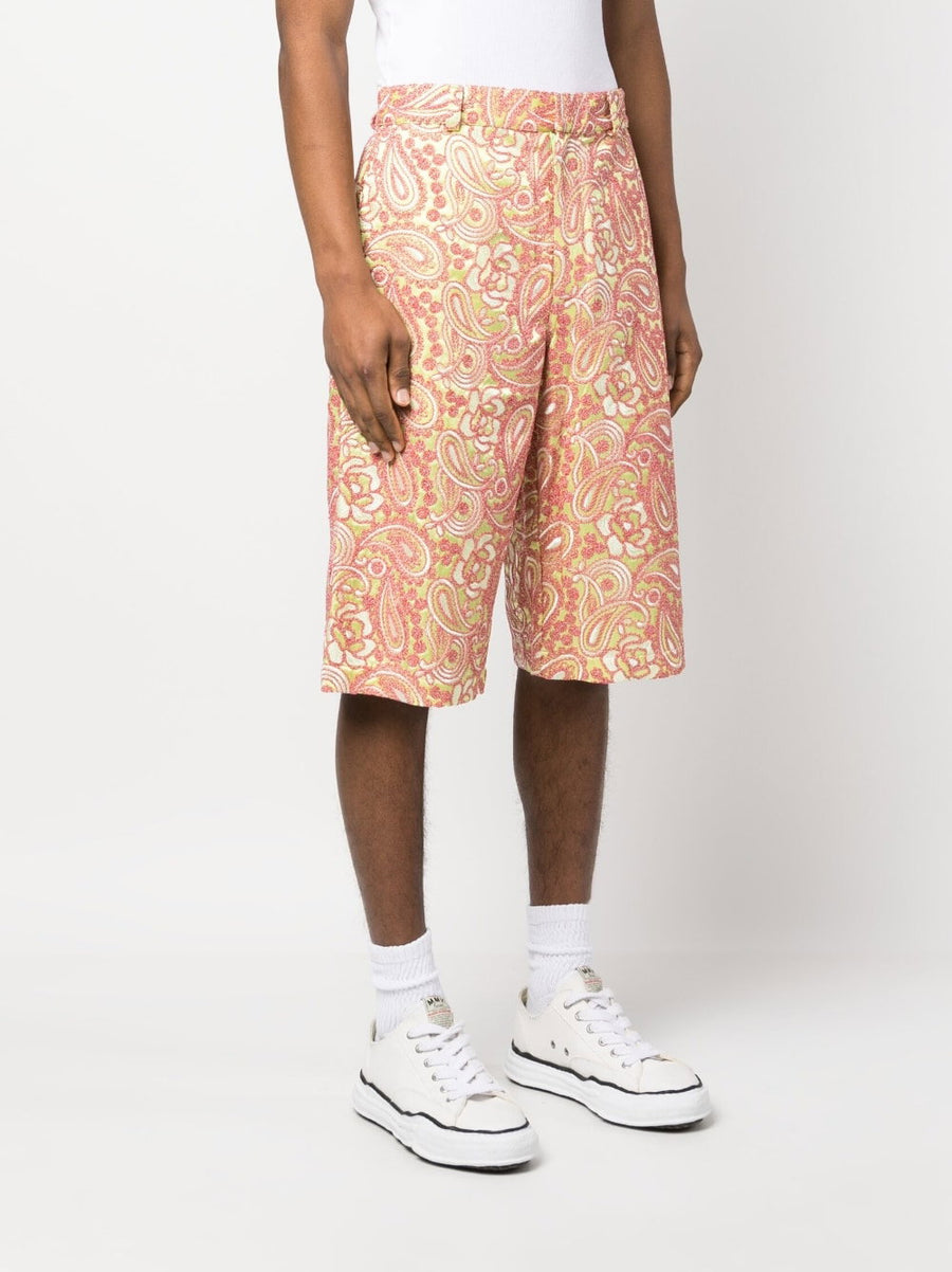 Bluemarble All Over Embroidered Shorts for Men With Bold Floral Embroidery Knee Length Resort Wear