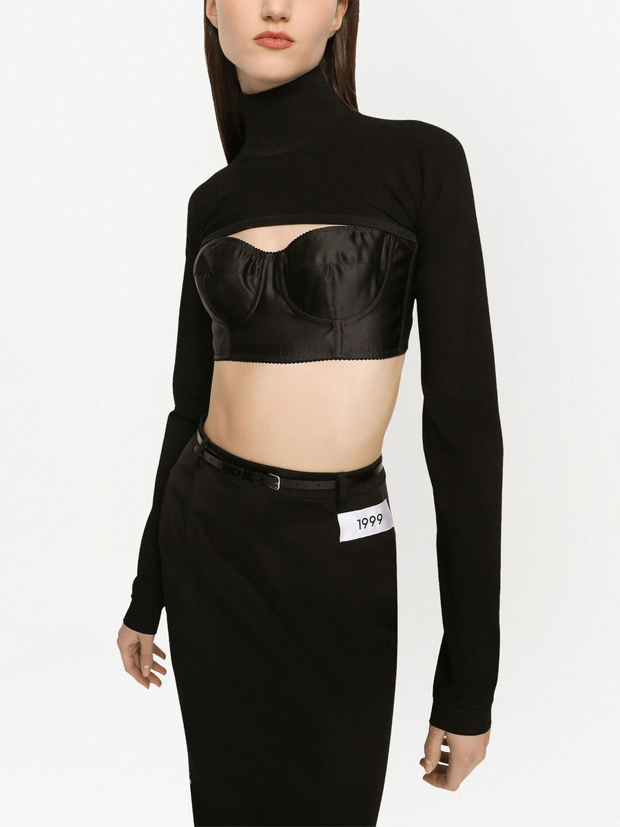 Dolce and Gabbana Lux Cropped Turtleneck Shrug for Women