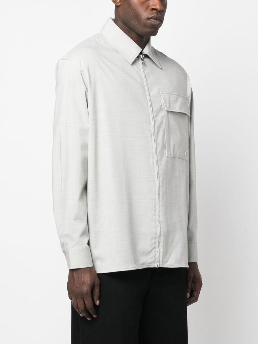 Études Wool Blend Zipper Shirt For Men Textured Grey Layer Premium Smart Casual Essential Wardrobe