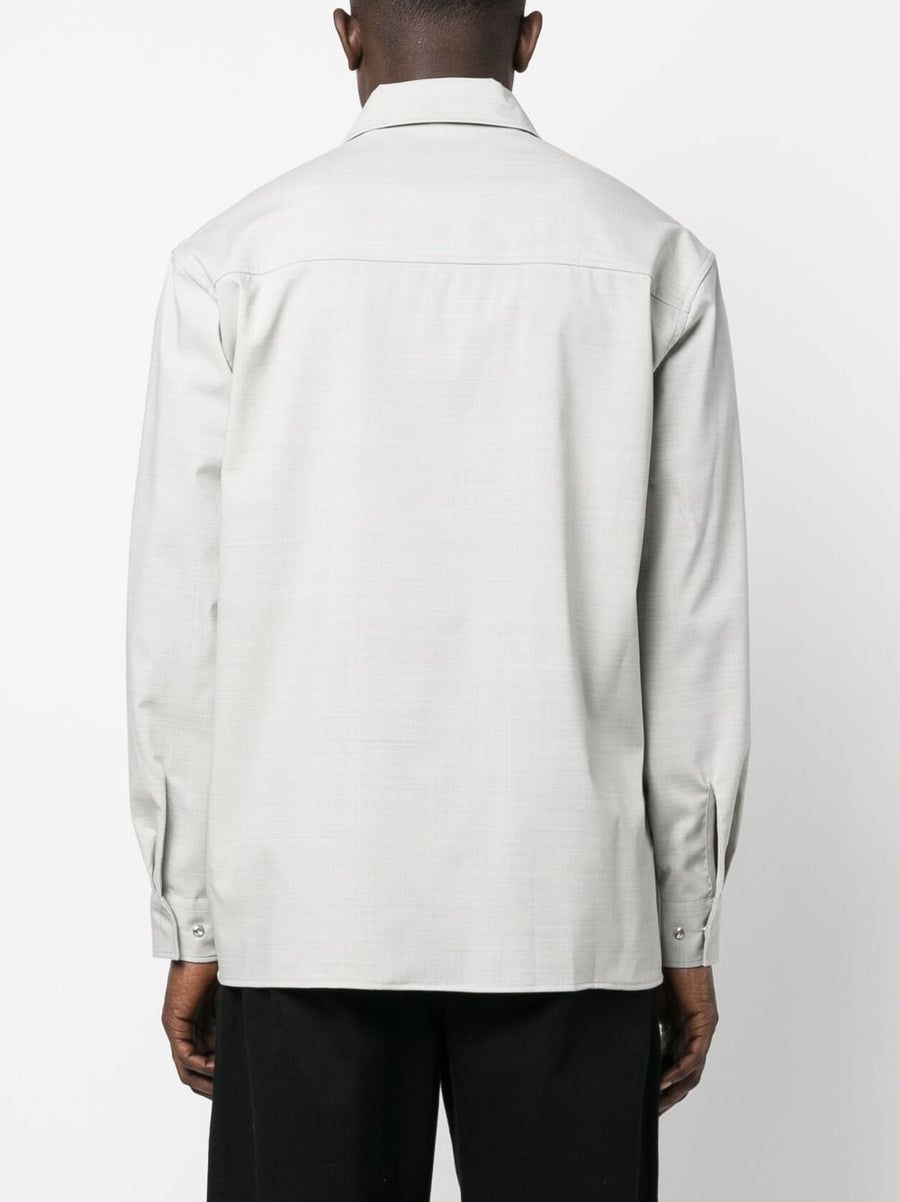 Études Wool Blend Zipper Shirt For Men Textured Grey Layer Premium Smart Casual Essential Wardrobe