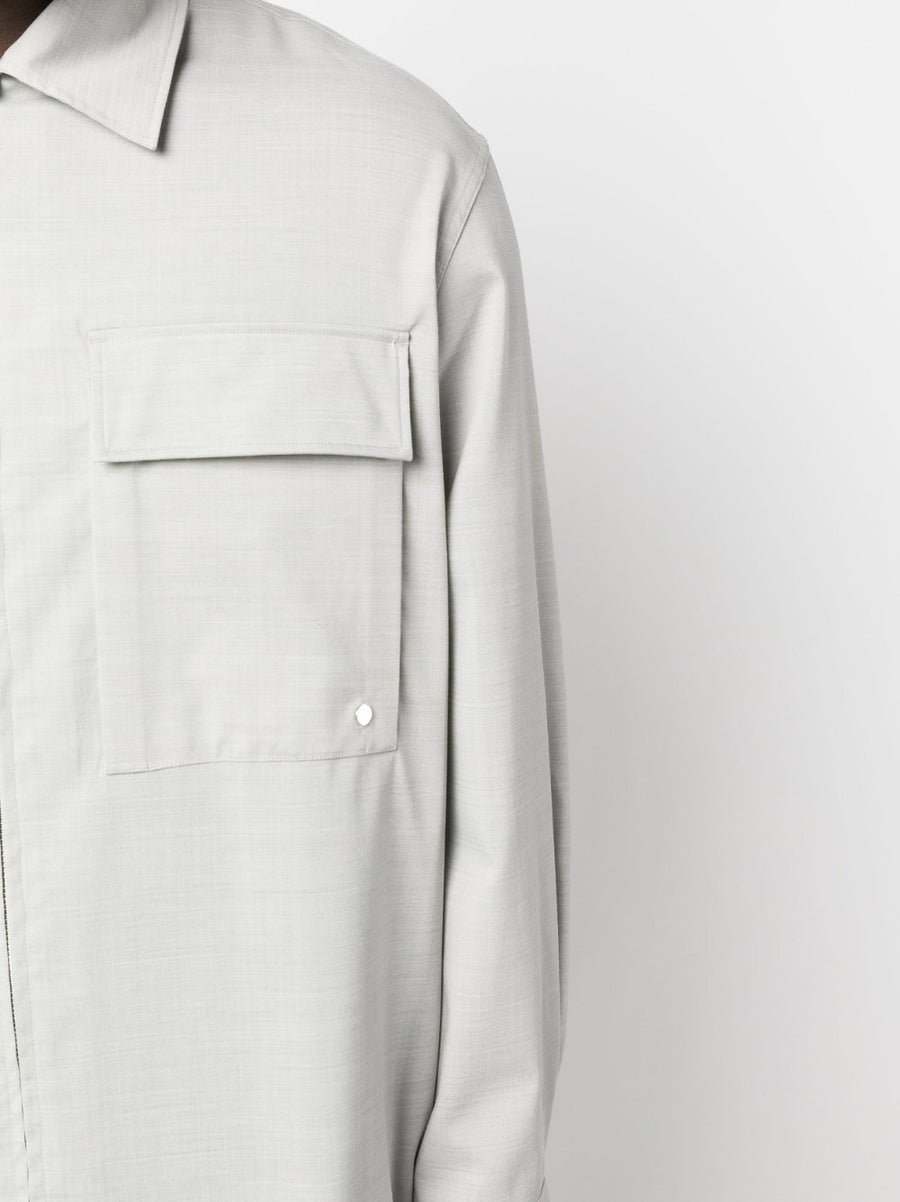Études Wool Blend Zipper Shirt For Men Textured Grey Layer Premium Smart Casual Essential Wardrobe
