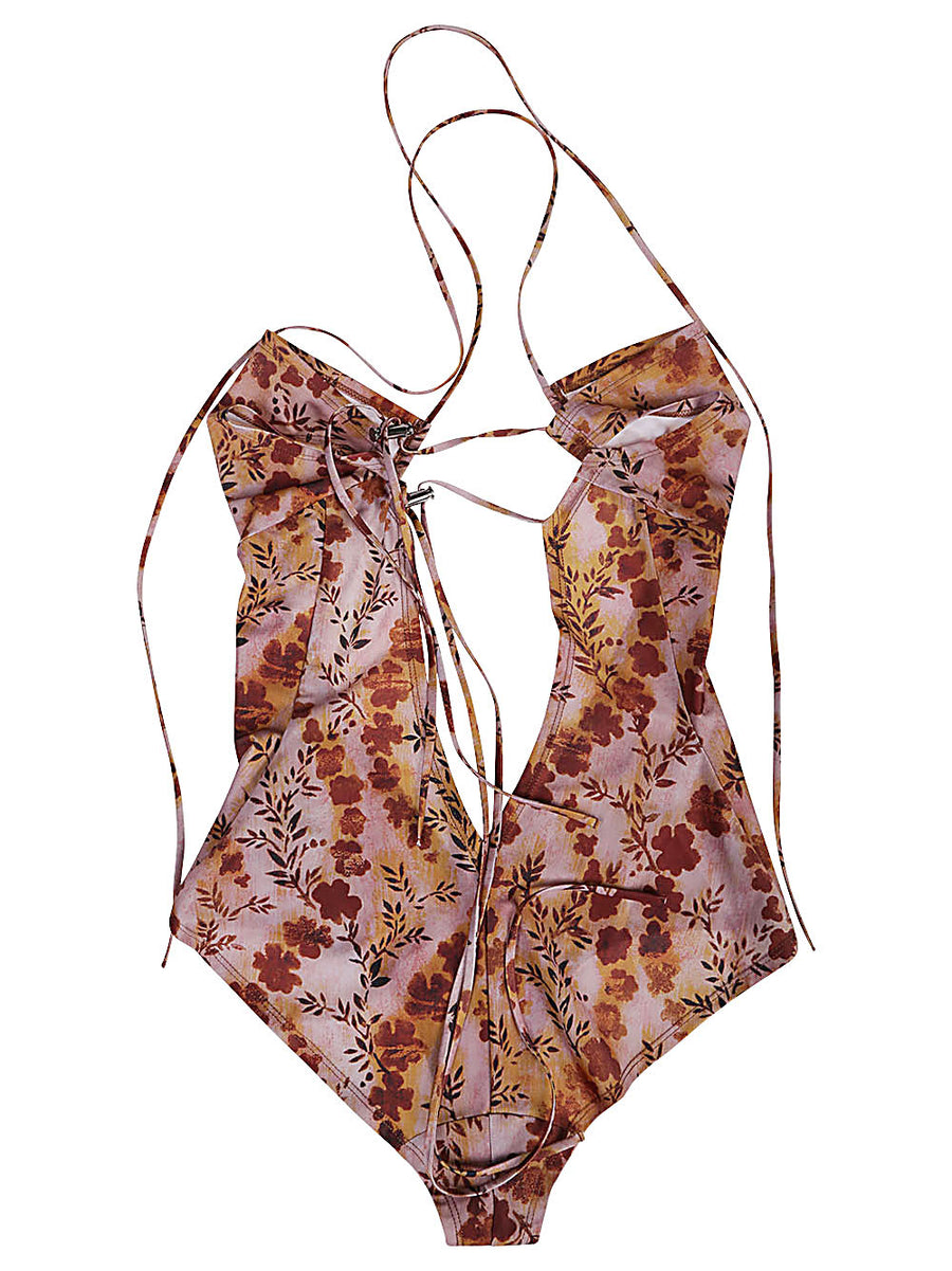 Knwls Side Lacing Swimsuit High Waist Recycled Pink Slip On Beachwear For Eco Conscious Women