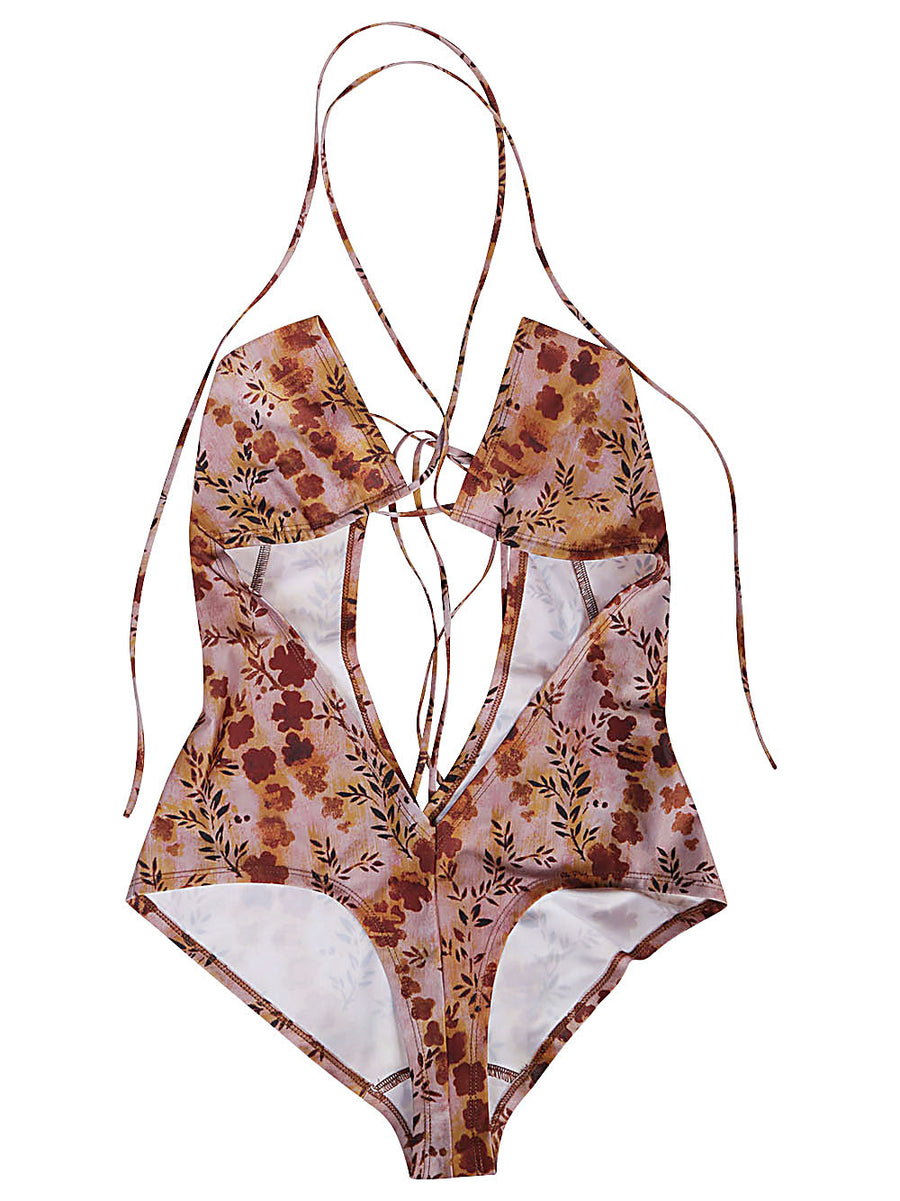 Knwls Side Lacing Swimsuit High Waist Recycled Pink Slip On Beachwear For Eco Conscious Women
