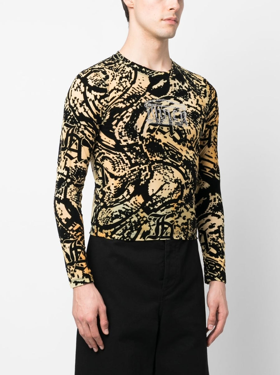 Aries Capsule Psysnake Top For Men Premium Streetwear With Mesh Detailing Yellow Accents