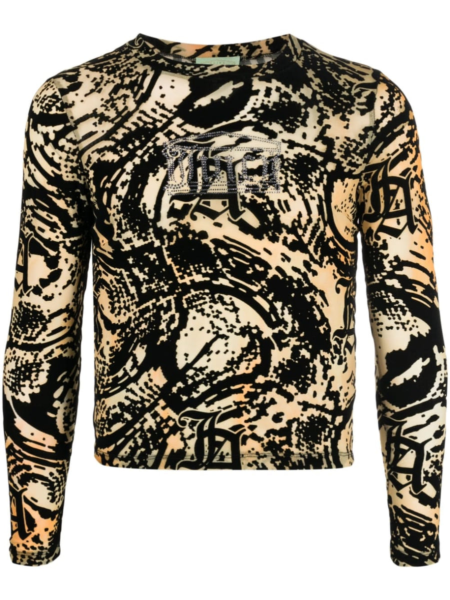 Aries Capsule Psysnake Top For Men Premium Streetwear With Mesh Detailing Yellow Accents