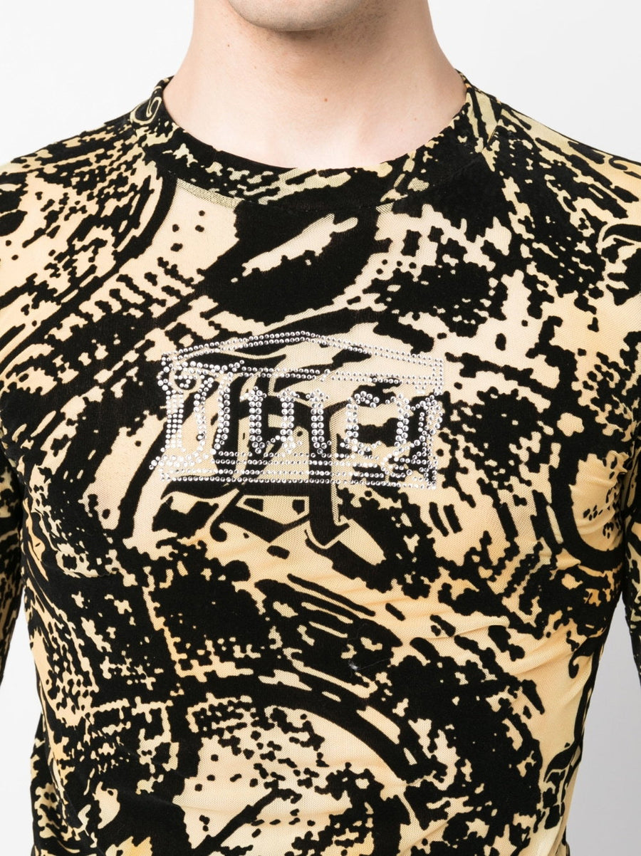 Aries Capsule Psysnake Top For Men Premium Streetwear With Mesh Detailing Yellow Accents