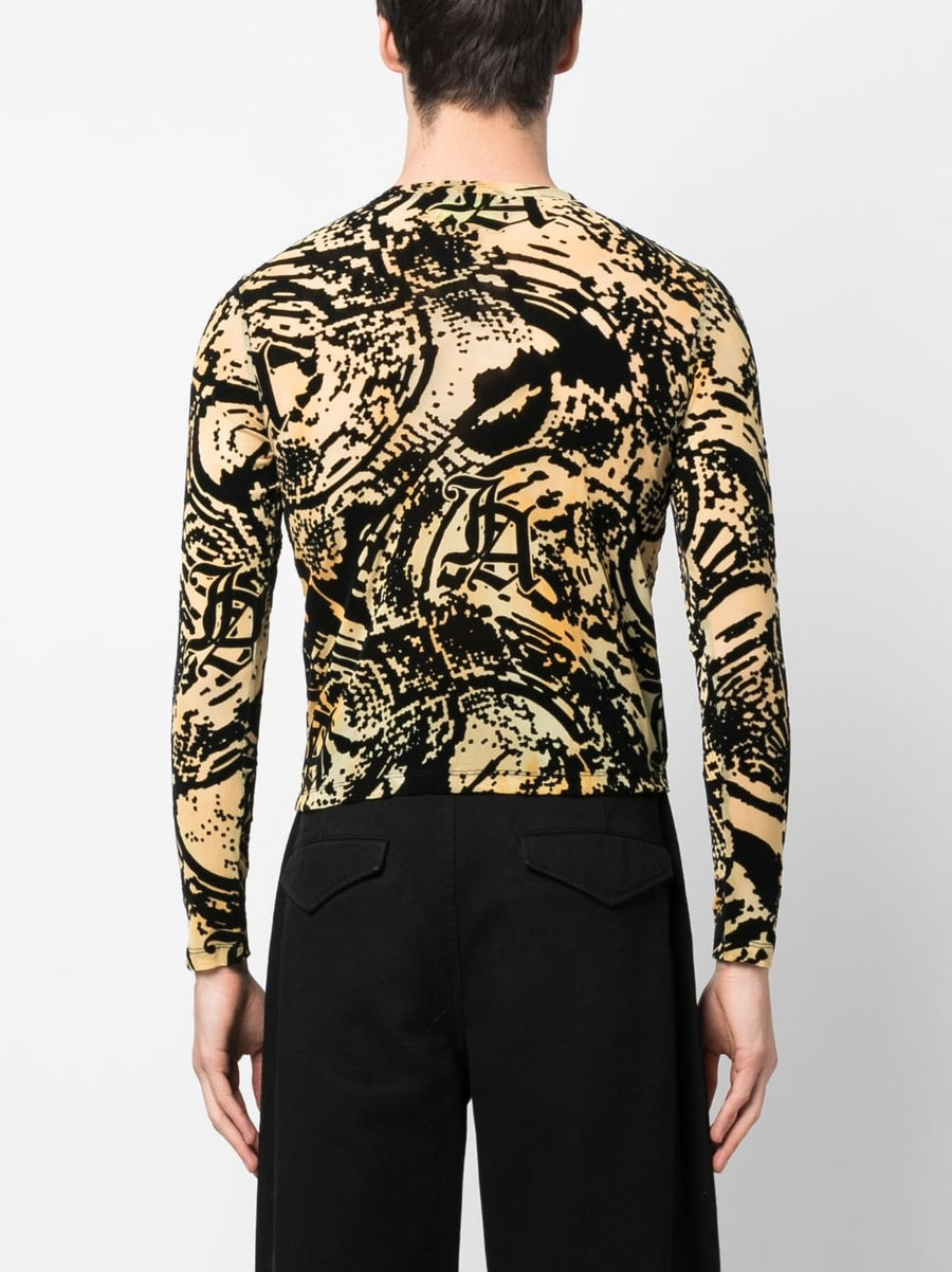 Aries Capsule Psysnake Top For Men Premium Streetwear With Mesh Detailing Yellow Accents