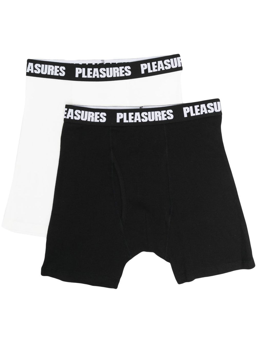 Pleasures Logo Boxer Briefs Two Pack 100% Cotton Comfort for Men Signature Branded Waistband