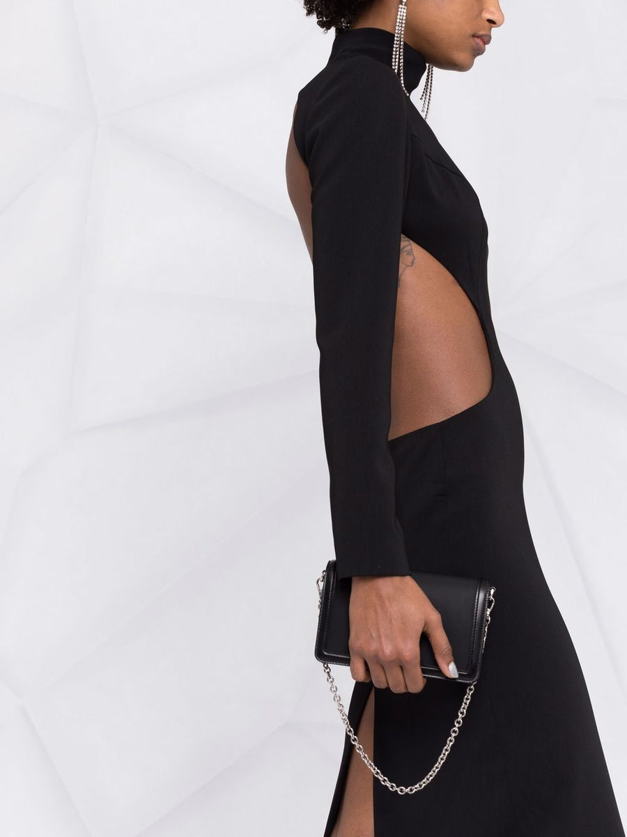 Monot PRE High Neck Evening Dress Black With Architectural Cutouts Open Back Showstopping For Women