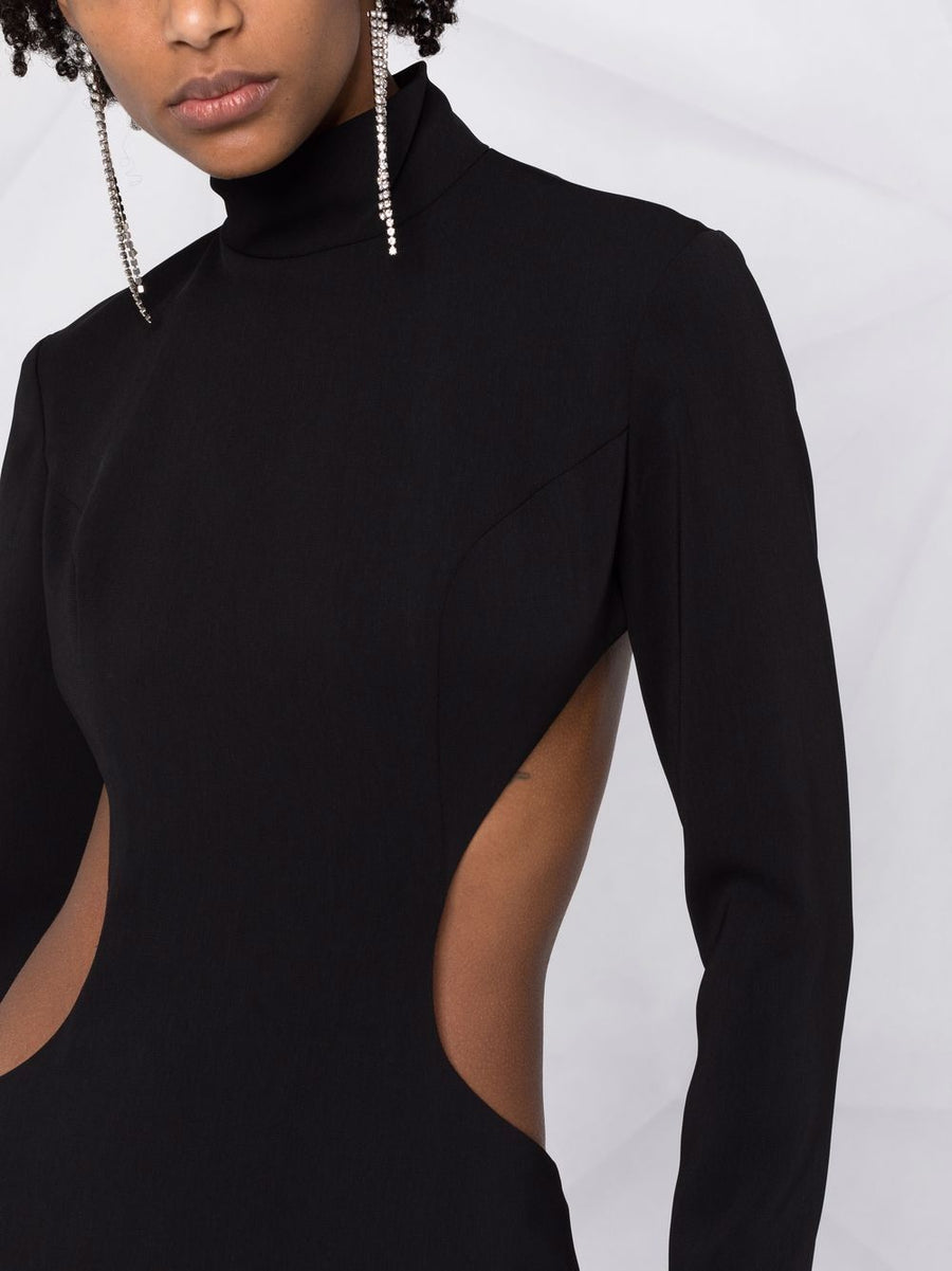 Monot PRE High Neck Evening Dress Black With Architectural Cutouts Open Back Showstopping For Women