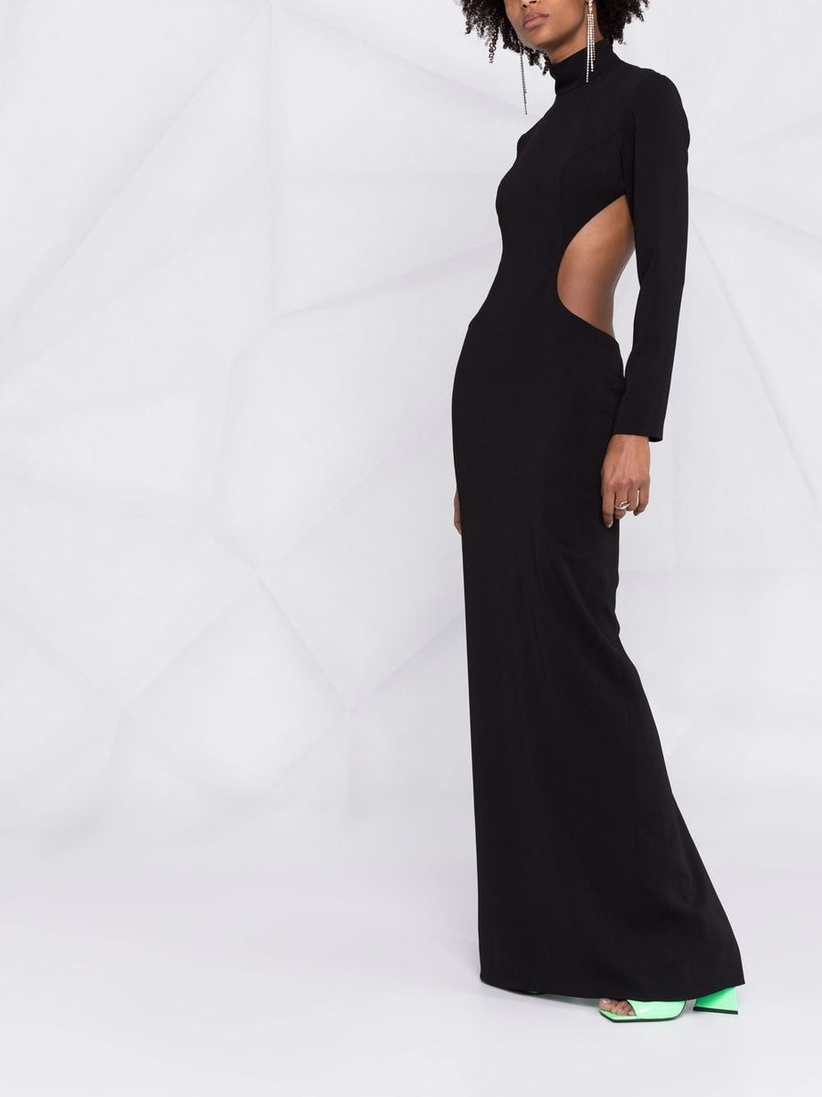 Monot PRE High Neck Evening Dress Black With Architectural Cutouts Open Back Showstopping For Women