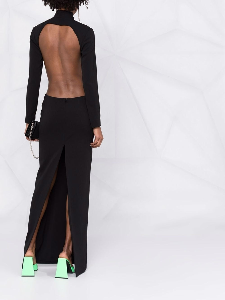 Monot PRE High Neck Evening Dress Black With Architectural Cutouts Open Back Showstopping For Women