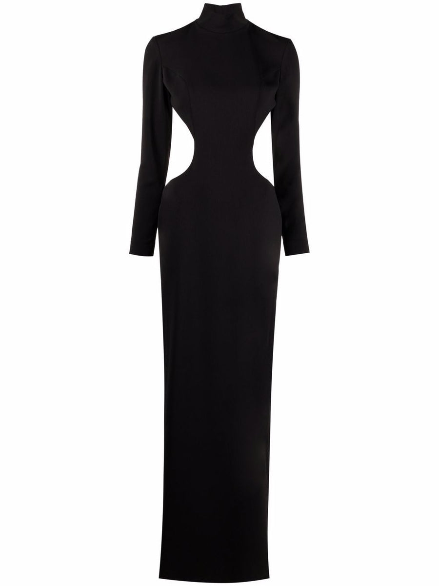 Monot PRE High Neck Evening Dress Black With Architectural Cutouts Open Back Showstopping For Women