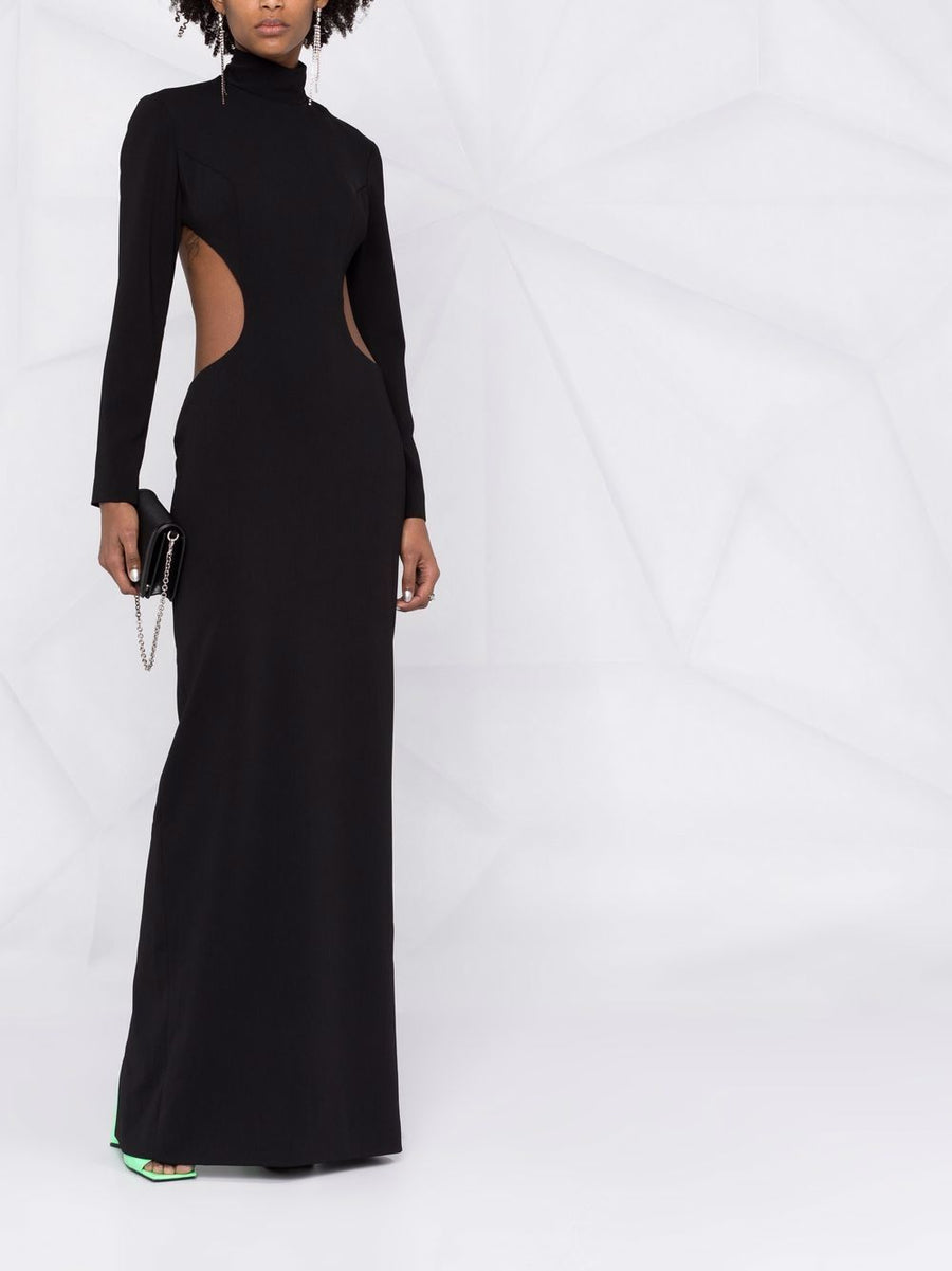 Monot PRE High Neck Evening Dress Black With Architectural Cutouts Open Back Showstopping For Women
