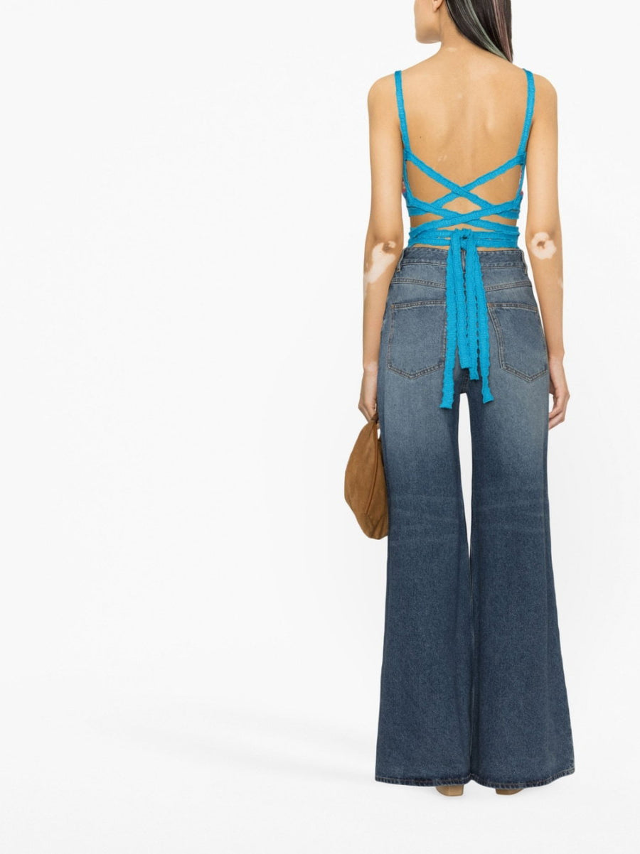 Alanui Over The Rainbow Sleeveless Knit Top With Crochet Detailing And Adjustable Back Tie For Women