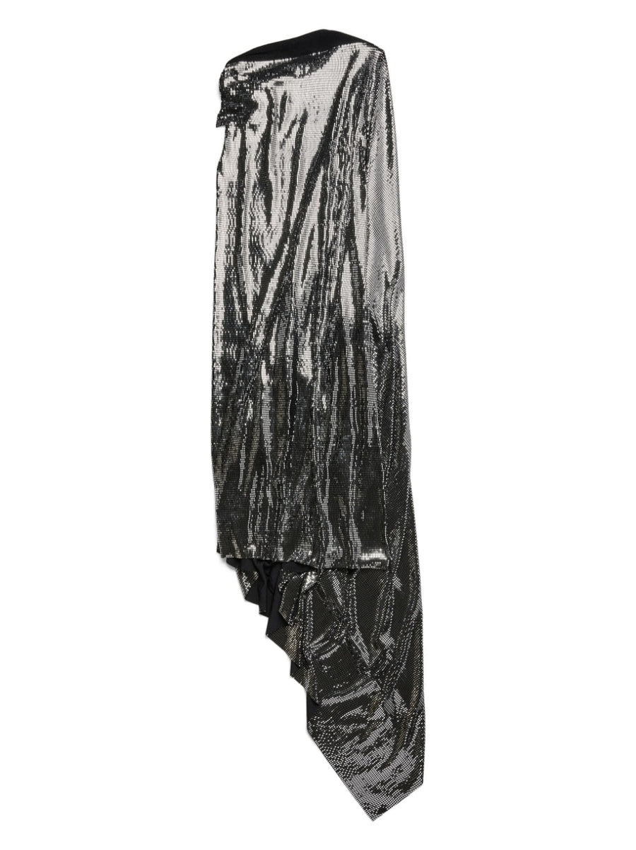 Balenciaga Metallic Midi Dress for Women with Silver Tone Finish and Bold Evening Silhouette