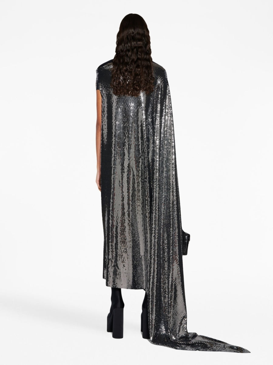 Balenciaga Metallic Midi Dress for Women with Silver Tone Finish and Bold Evening Silhouette