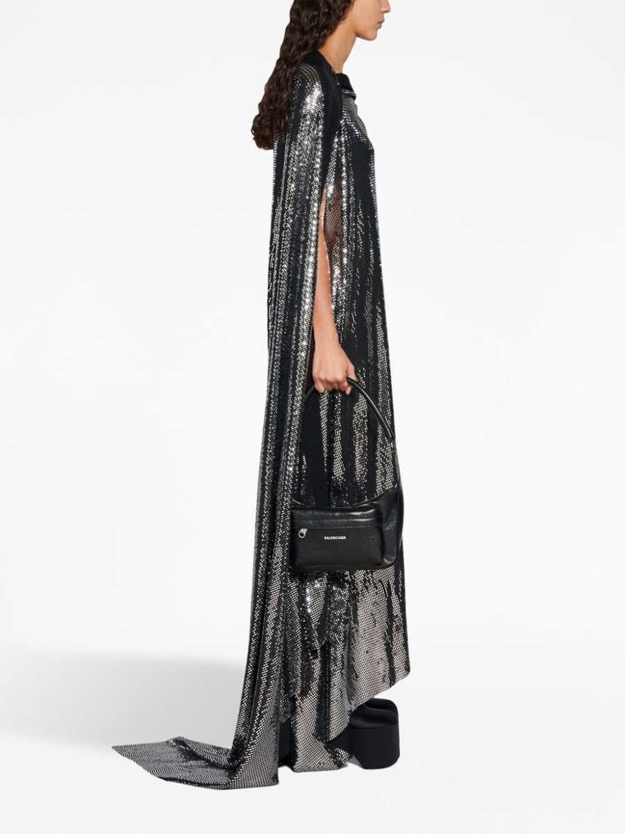 Balenciaga Metallic Midi Dress for Women with Silver Tone Finish and Bold Evening Silhouette