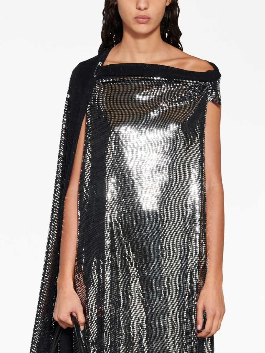 Balenciaga Metallic Midi Dress for Women with Silver Tone Finish and Bold Evening Silhouette