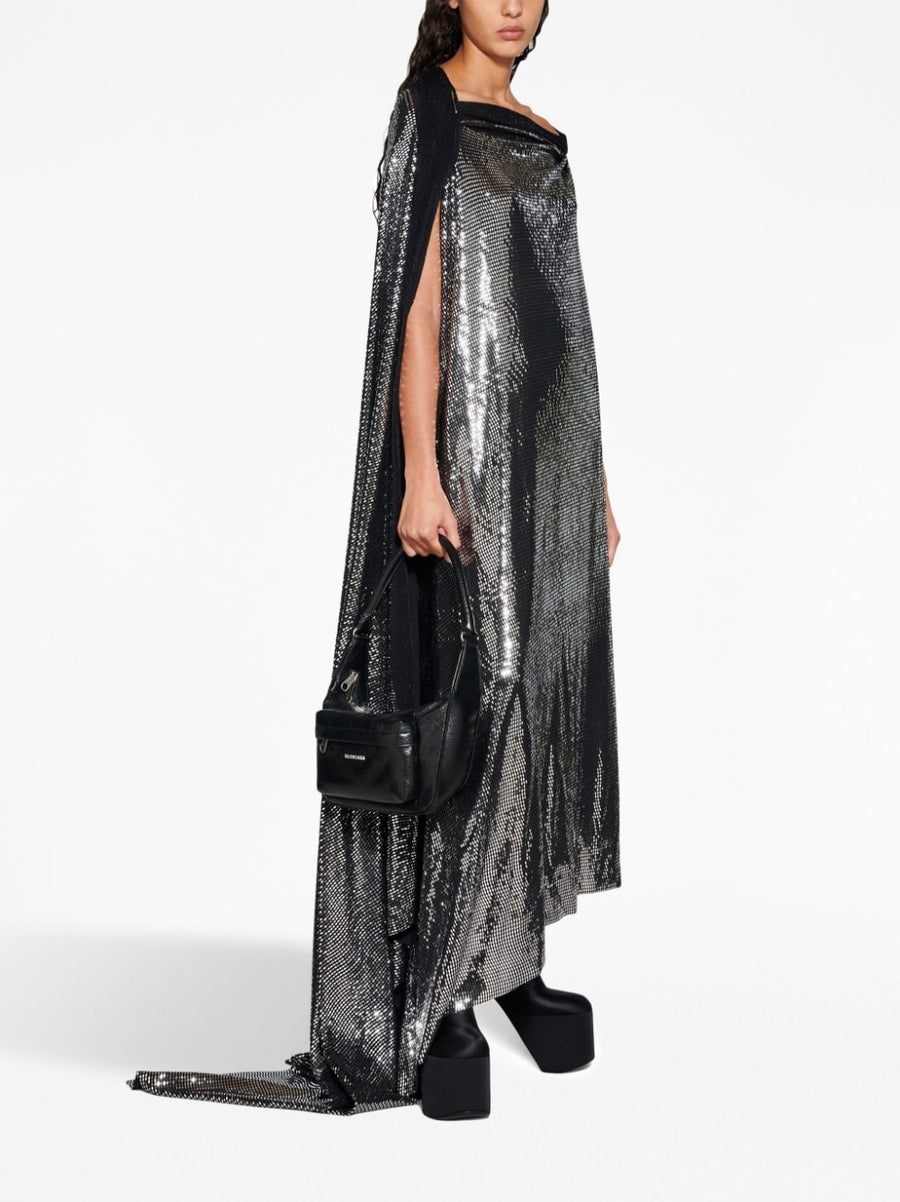 Balenciaga Metallic Midi Dress for Women with Silver Tone Finish and Bold Evening Silhouette