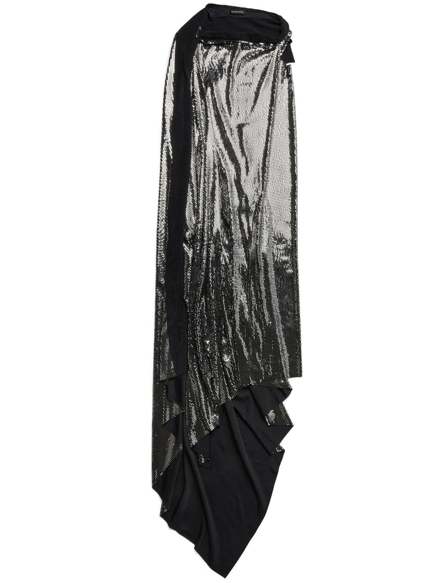 Balenciaga Metallic Midi Dress for Women with Silver Tone Finish and Bold Evening Silhouette