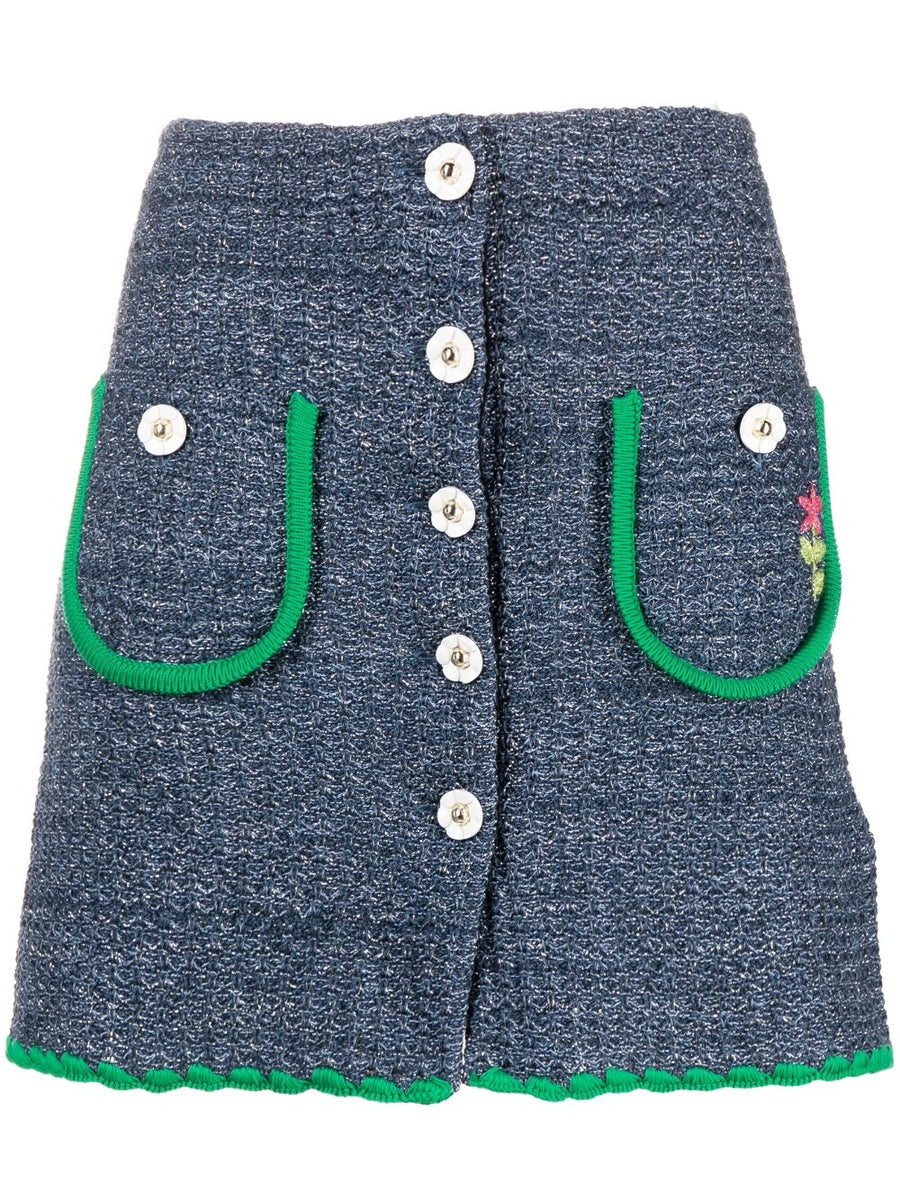 Cormio Bold Apple Green Cotton Mini Skirt With Front Button Pockets For Women Lightweight Cotton Blend Everyday Polished Style