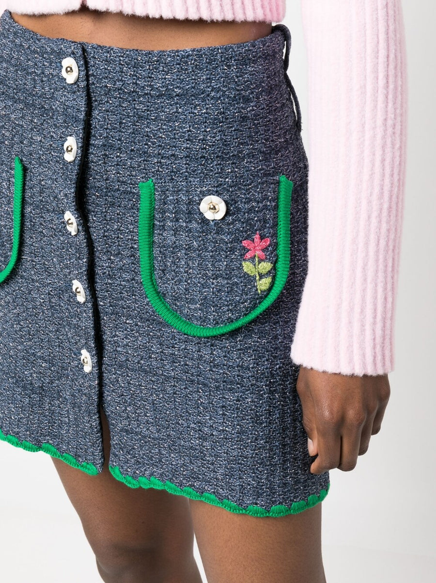 Cormio Bold Apple Green Cotton Mini Skirt With Front Button Pockets For Women Lightweight Cotton Blend Everyday Polished Style