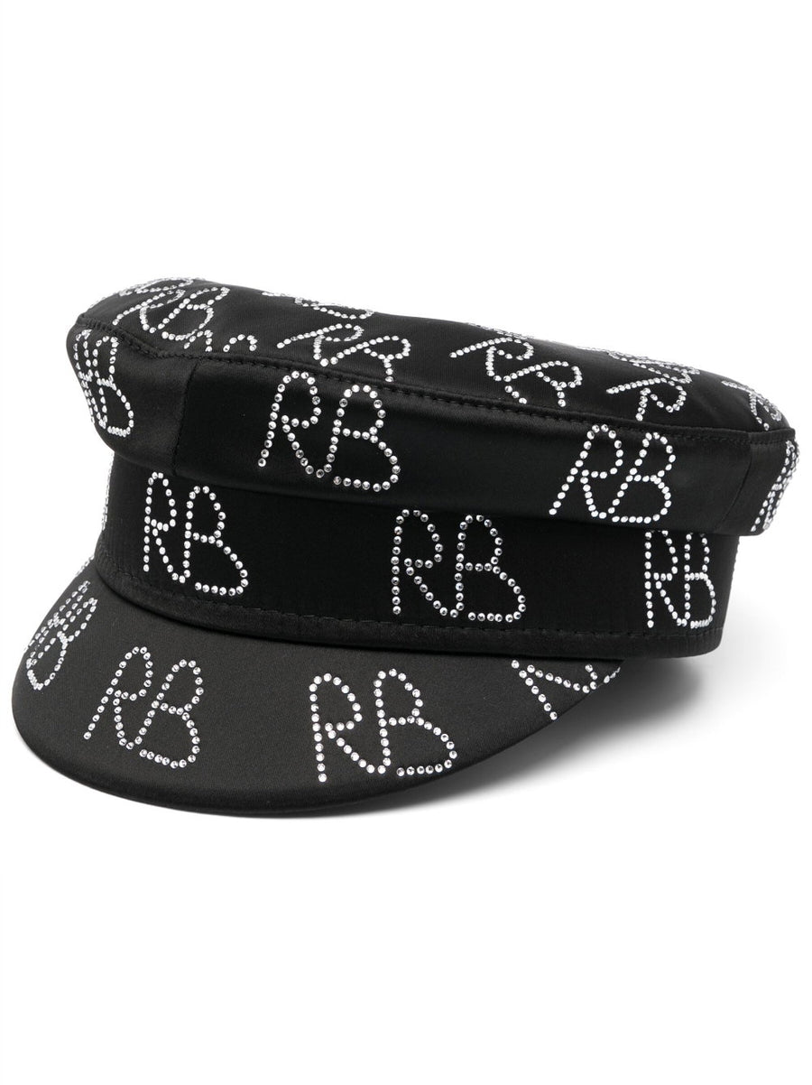 Ruslan Baginskiy Crystal Embellished Baker Boy Hat For Women Chic Luxury Statement Headwear