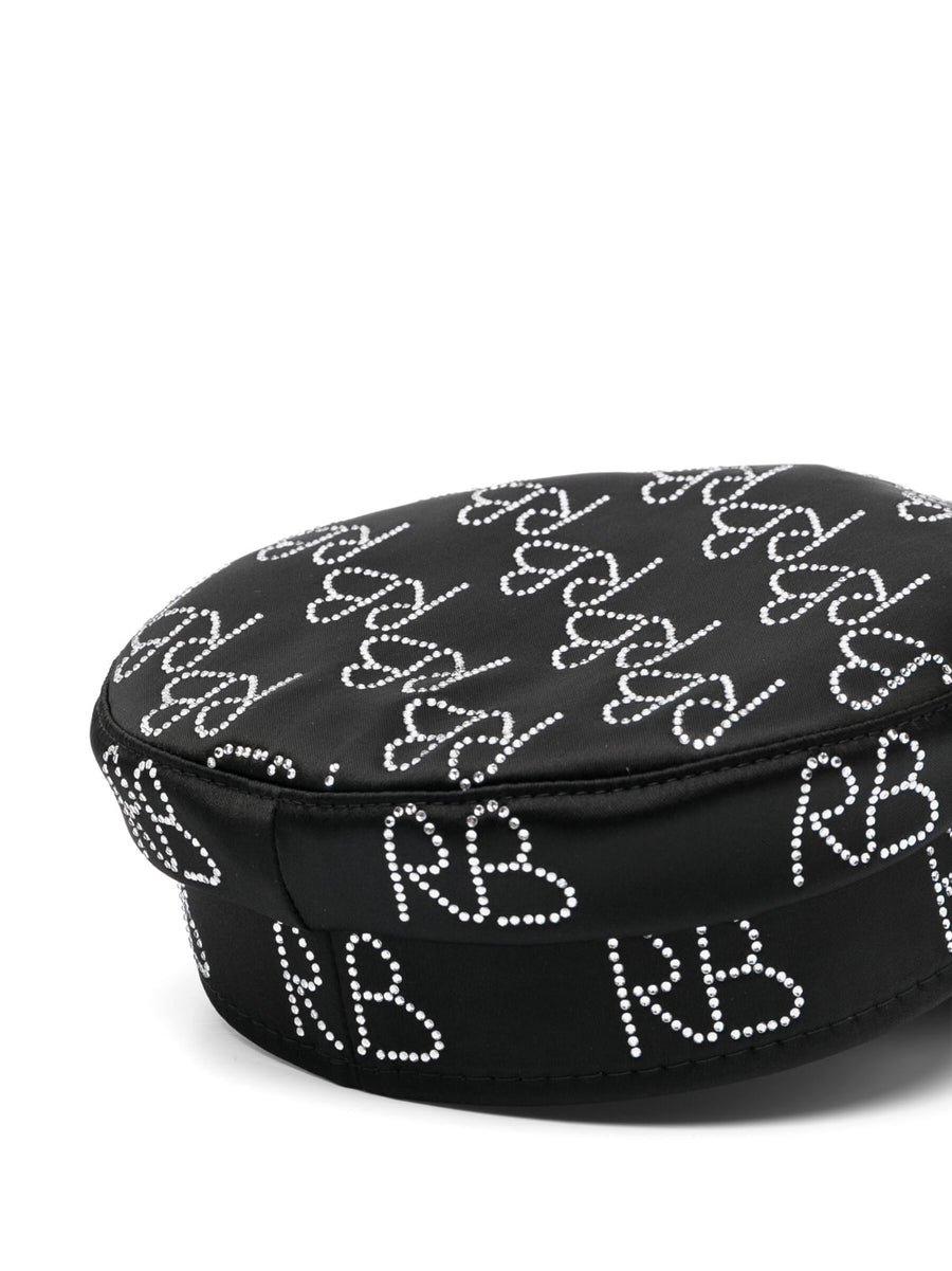 Ruslan Baginskiy Crystal Embellished Baker Boy Hat For Women Chic Luxury Statement Headwear