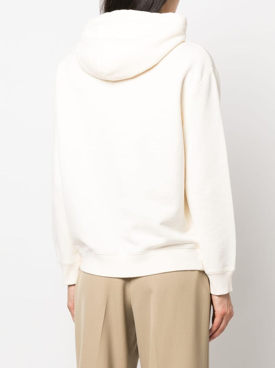 Lanvin Logo Cotton Hoodie For Women Premium Quiet Luxury Embroidered Cream White