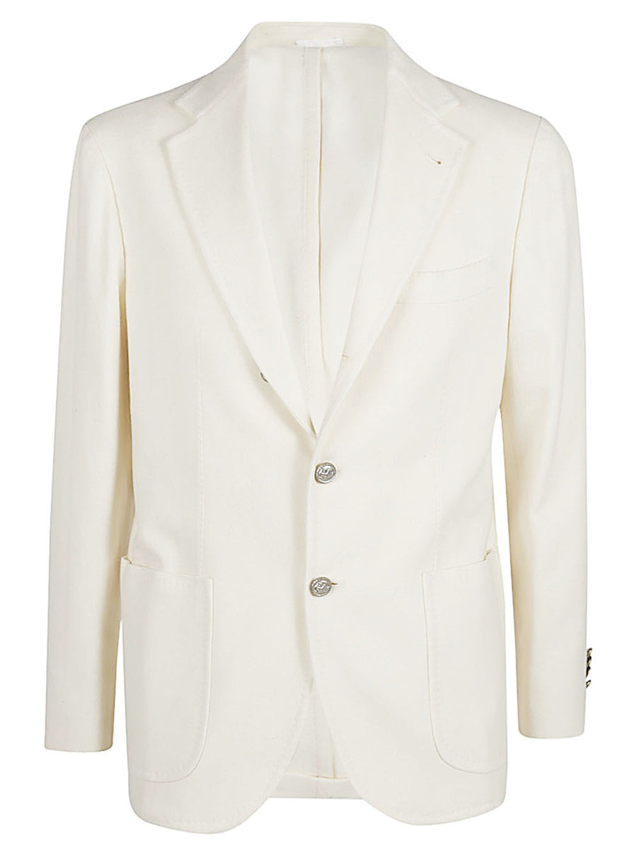 Sartorio White Cashmere Jacket For Men Premium Single Breasted Luxury With Cupro Lining