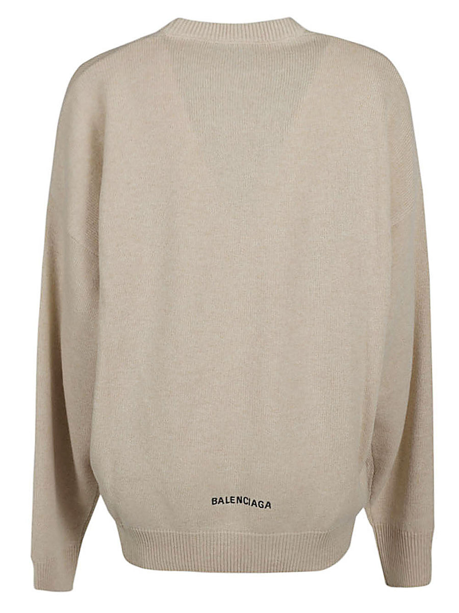 Balenciaga Cashmere Crewneck Sweater For Women Beige Timeless Quiet Luxury Everyday Essential