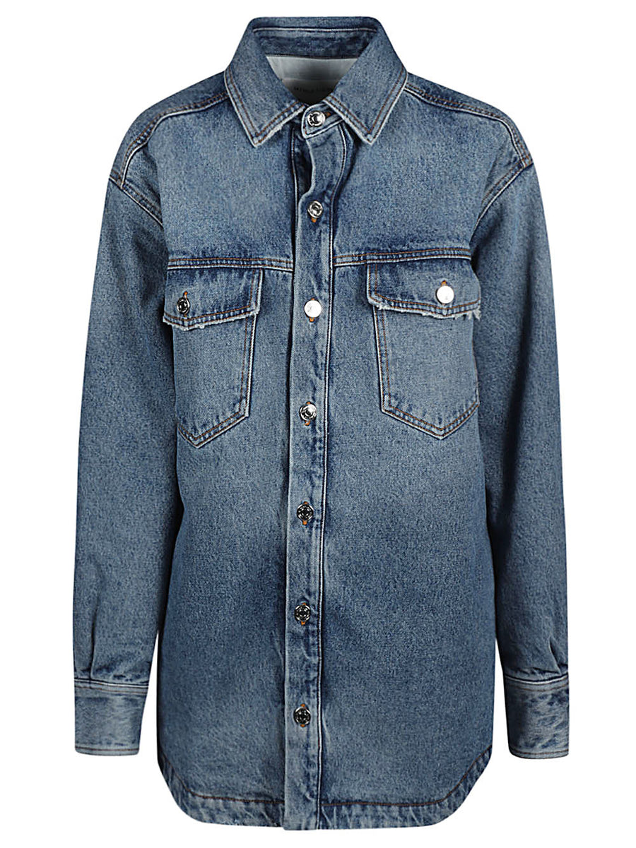Armarium Denim Shirt Jacket For Women - Midi-Length, Versatile All-Season Cotton Layer
