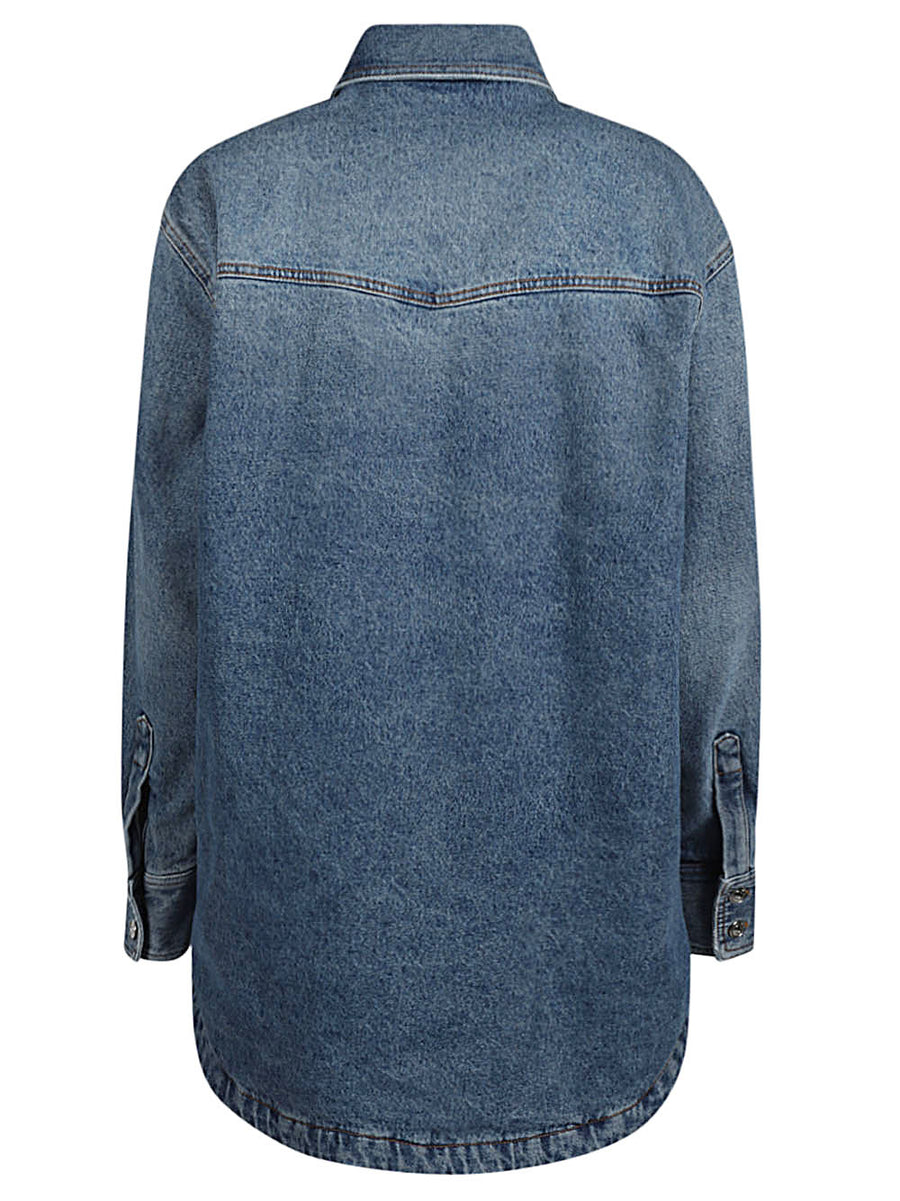 Armarium Denim Shirt Jacket For Women - Midi-Length, Versatile All-Season Cotton Layer