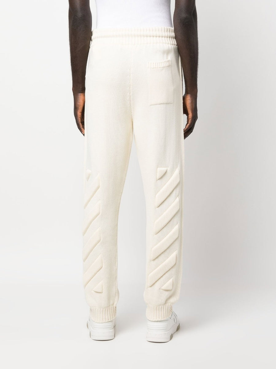 Off White Diag Stripe Knitted Track Pants For Men Premium Comfort Streetwear Essential