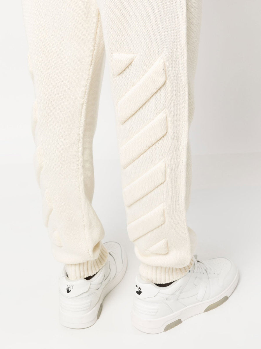 Off White Diag Stripe Knitted Track Pants For Men Premium Comfort Streetwear Essential
