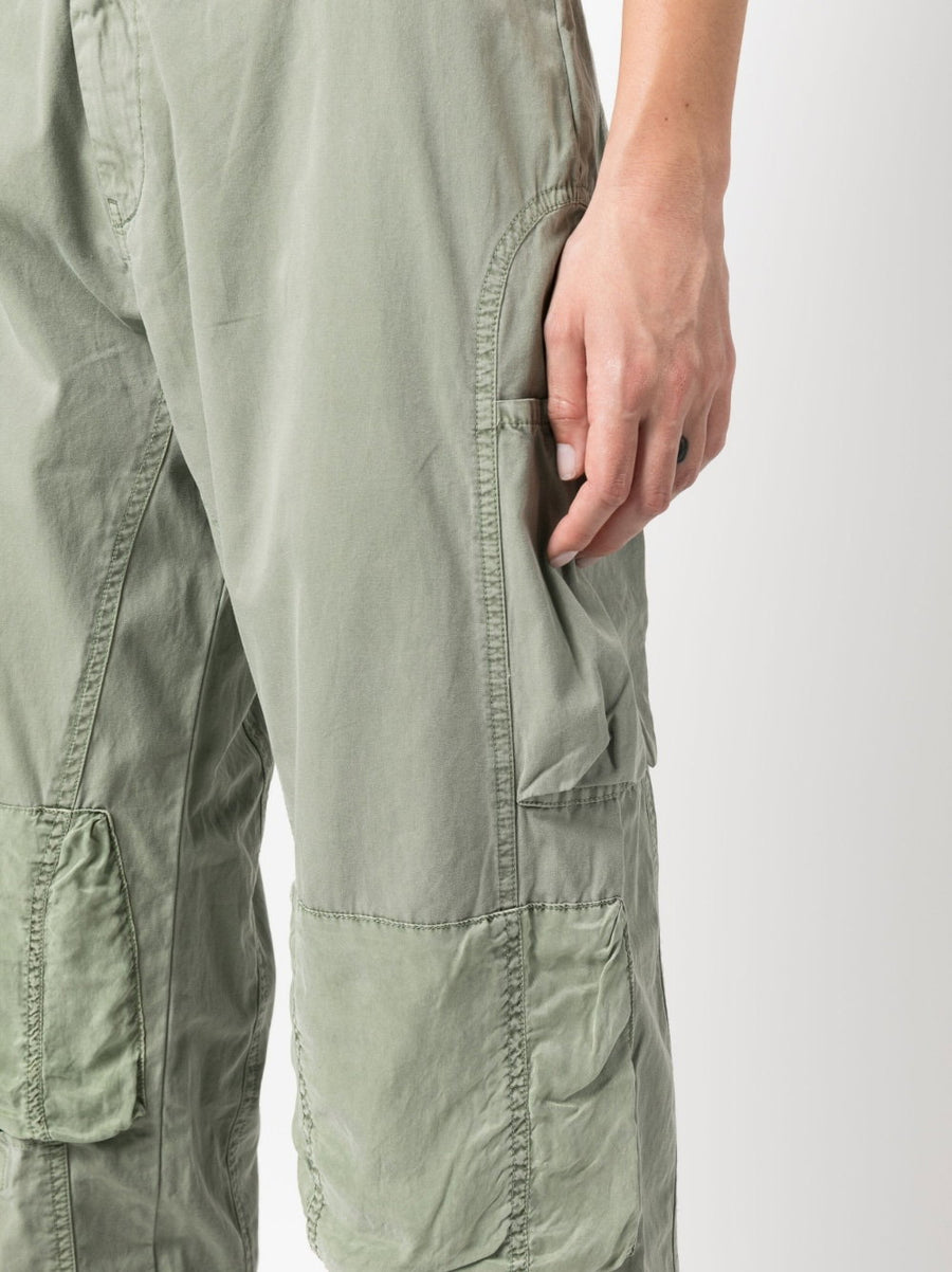 John Elliott Pre Cotton Cargo Trousers For Men Light Olive Green Versatile Mid Rise Straight Leg